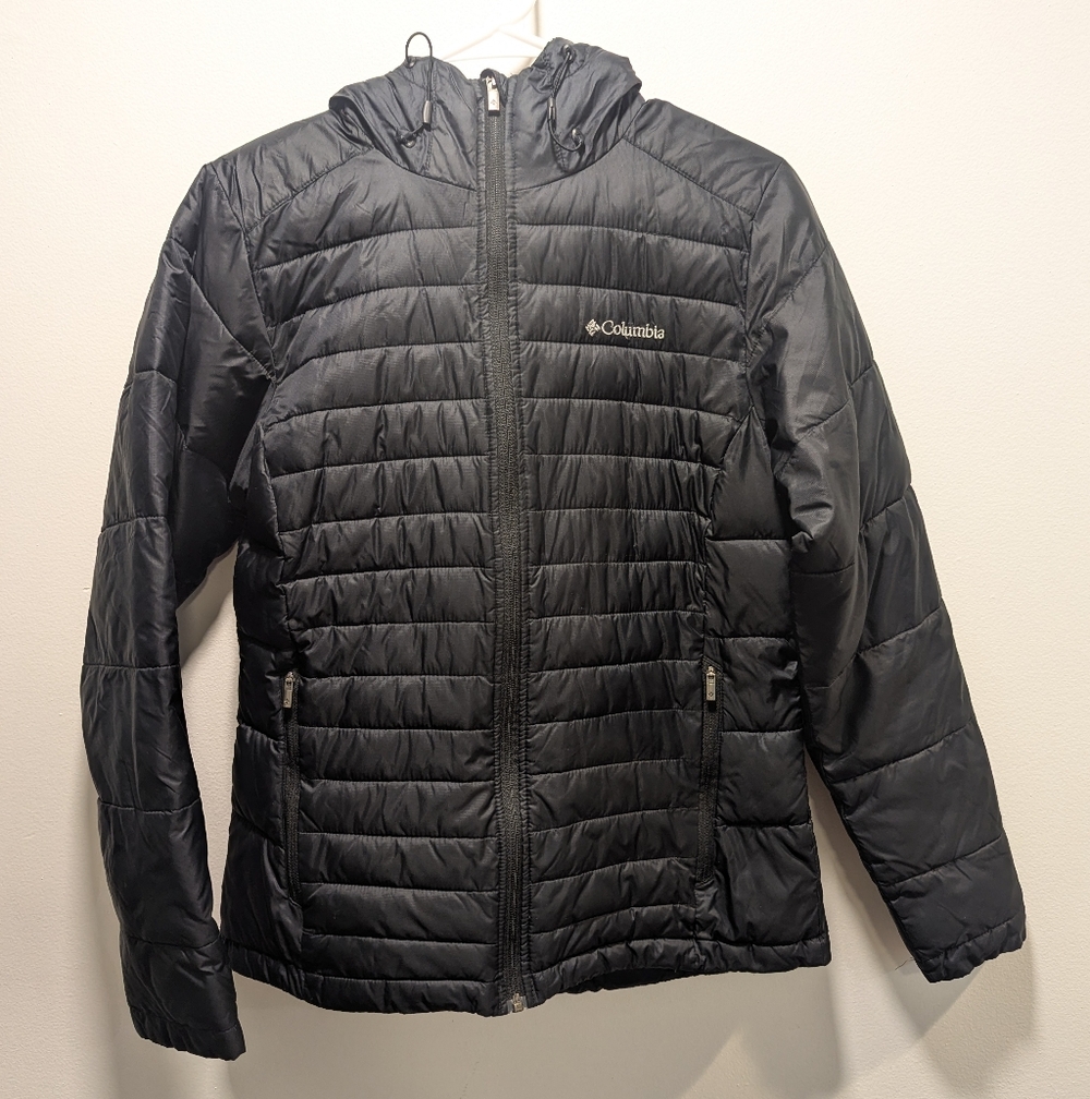 Columbia Women's Black Fitted Puffer Jacket Small Outdoor Hiking Spring